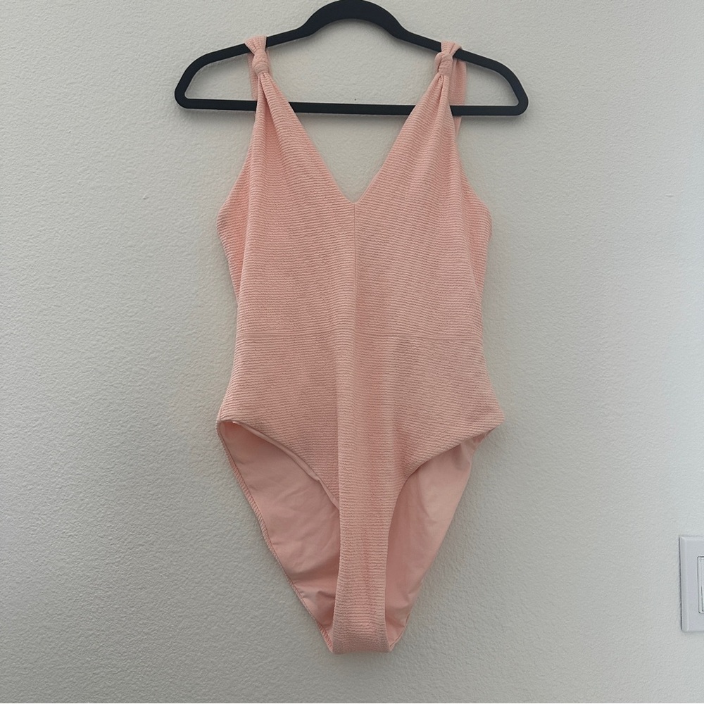 Bella Dahl One Piece Textured Swimsuit With Knotted Shoulder Straps Size Large